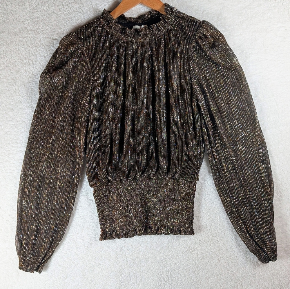 670-Joie Black and Gold Shimmer‎ Blouse